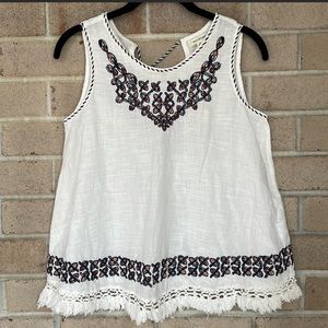 Cute white embroidered tank top